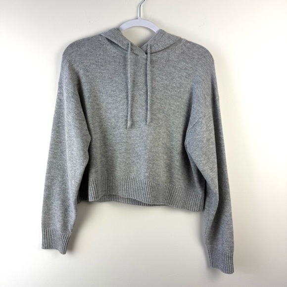 Athleta Alpine Merino Wool & Cashmere Cropped Hoodie Sweater Gray - Picture 3 of 7